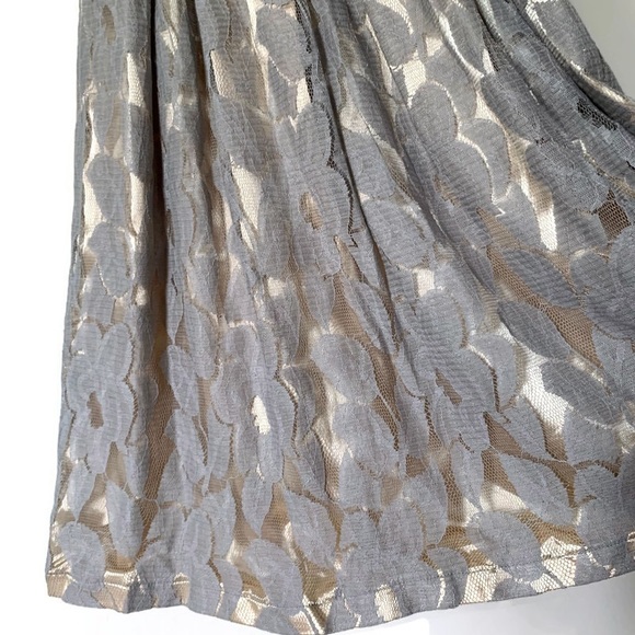 Mikarose 1940s Style Modest Dress Renee Gold & Grey Lace XS - Picture 7 of 13